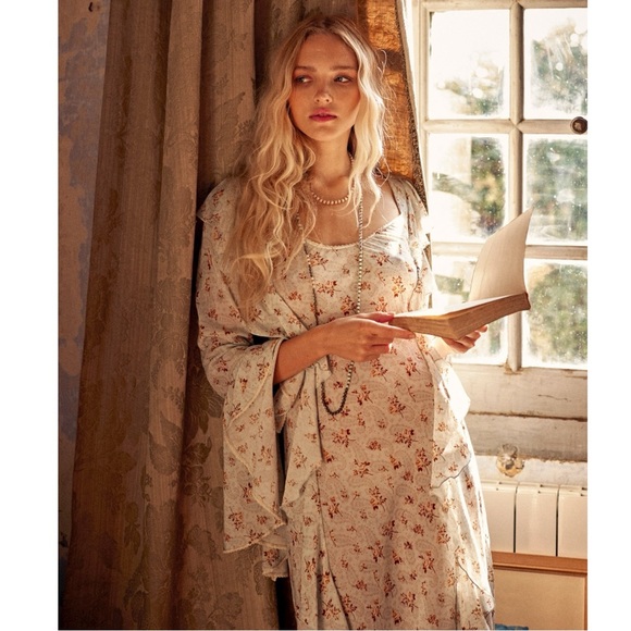 Spell & The Gypsy Ethereal Bohemian Witchy Fleur Frill Bias Maxi Dress Large - Picture 10 of 17